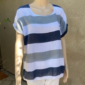 💯% Linen Top! Bold Stripes, Loose Fit! FAB DEAL!
